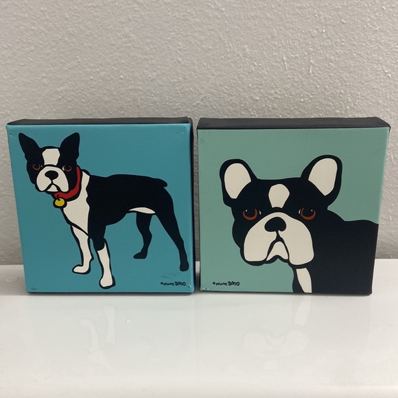 2 Marc Tetro French Bulldog Canvas Prints *Set of 2*  6”x6” each - Picture 1 of 8